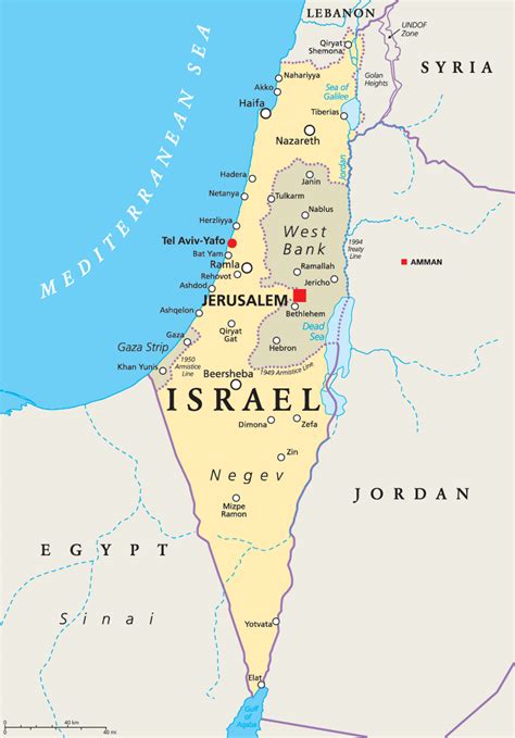 ประเทศอิสราเอล แผนที่